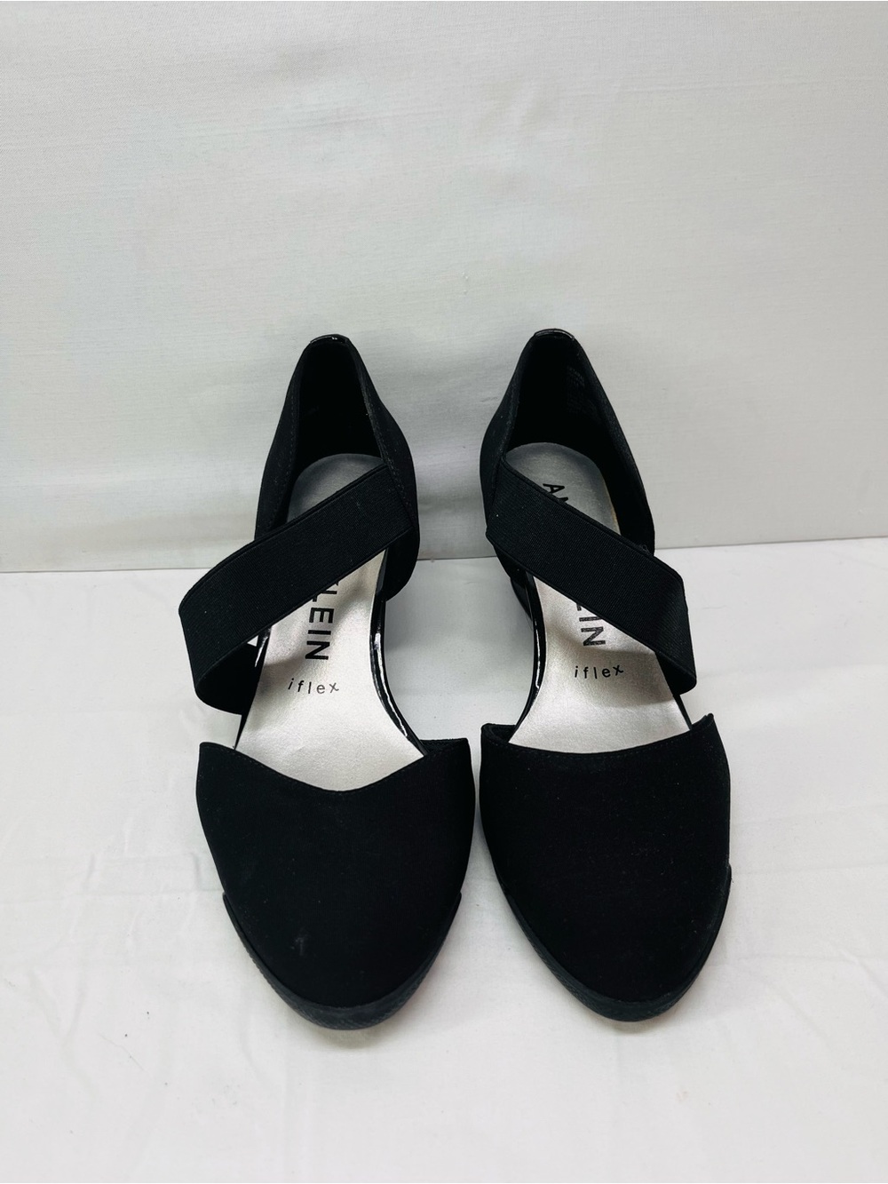 Anne Klein Black Crisscross Wedge Heels